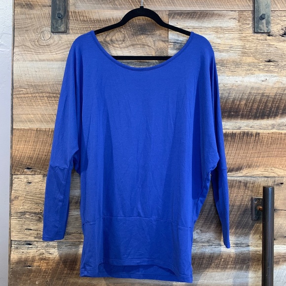 EUC & RARE! - Lucy - Long Sleeve Dolman Top w/ Rib Trim - Cobalt Blue - M - Picture 1 of 6